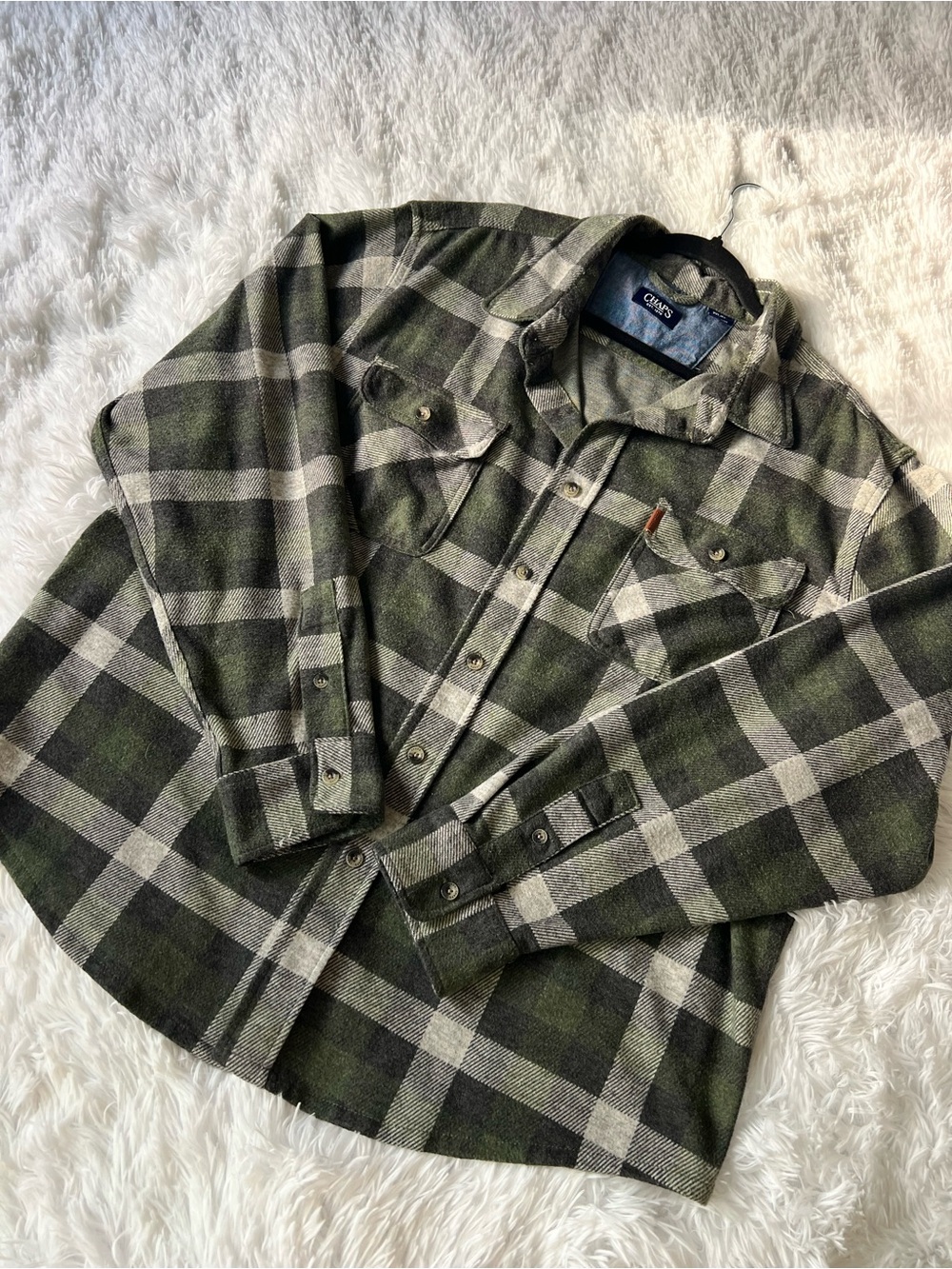Chaps Green Plaid Men's Button-Up Shirt Size XXL